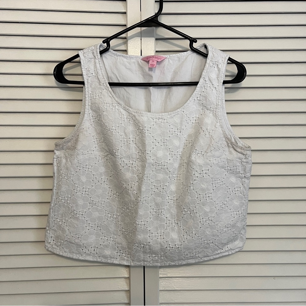 Lilly Pulitzer White eyelet tank top